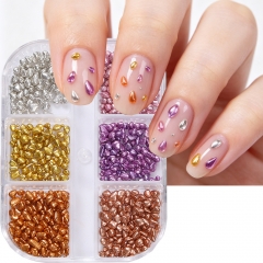 1box Metal Gravel Nail Charms 3D Irregular Gravel Nail Parts Jewelry DIY Manicure Accessories