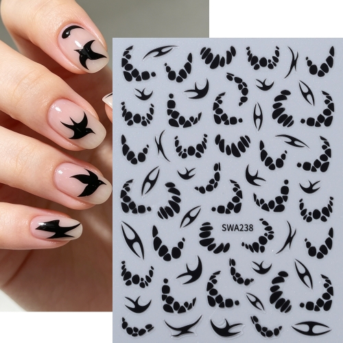 1pc Thorn Line Nail Stickers Black Irregular Dots French Design Self Adhesive Nail Decals DIY Manicure Decoration Sliders