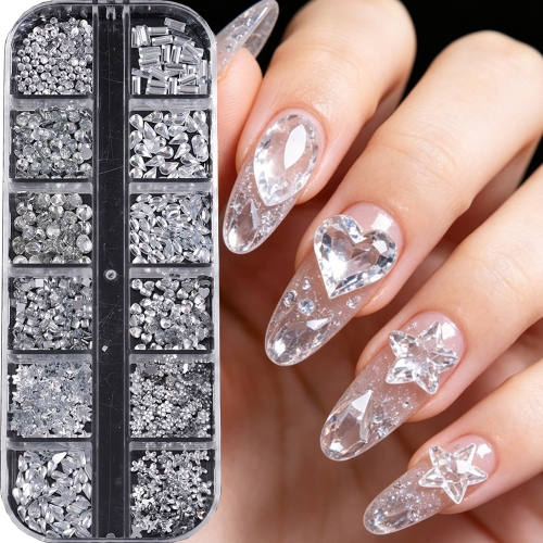 1box Flatback Crystal Nail Rhinestones 3D Nail Art Decoration Gem Stones Materials Rhinestone for Manicure Accessories