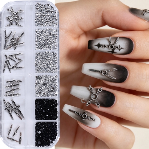 1box Punk Nail Art Charms Gothic Punk Pearl Arrow Nail Rivets Nail Art Decoration Manicure Decor Accessories
