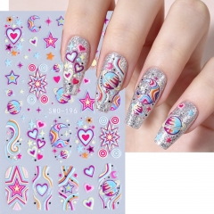 1pc Sweet Love Heart Star Nail Art Stickers Shining Stars Gems Pattern Sticker Self Adhesive Nail Art Decoration for DIY Manicure
