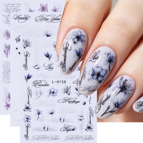 1pc Gothic-Style Handwritten English Nail Art Stickers – Y2K Punk DIY Self-Adhesive Nail Decals Nail Salon Supplies