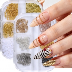 1box Gold Silver Nail Chain Metal 3D Nail Decoration Charm Punk Luxury Nail Art Parts for Manicure DIY