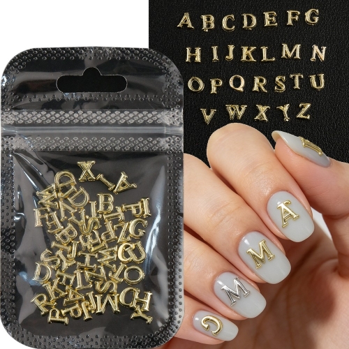 1bag Golden Silvery Metal Alloy Alphabet 26 Letter Nail Charms Mixed Metal Minimalist 26 English Alphabet Jewelry Nail Decor