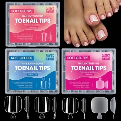 1box Square Soft Gel Toe Nail Tips Clear/Matte Full Cover False Toenails DIY Extension Press On Toes Nails No Grinding
