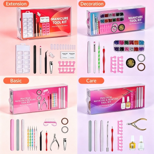 1box Nail Set Art Sand Files Buffer Sponge Block Brush Nail Scissors Kit With Cuticle Nipper Manicure Set UV Gel Polish Tools