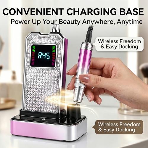 1pc 45000RPM Professional Electric Nail Drill Rechargeable Electric Portable Nail Sander File Low Noise for Manicure Salon Tools