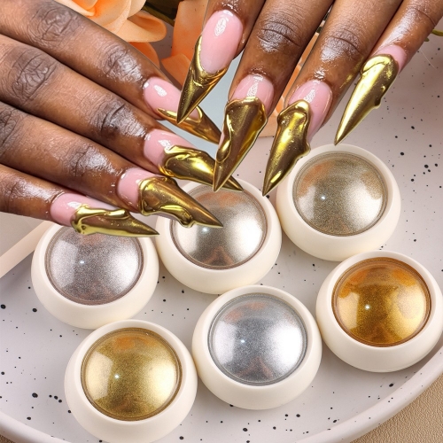 6jars/set Metallic Effect Rubbing Dust Gold Silver Magic Mirror Powder Nail Glitter Mirror Chrome Pigment Manicure Decoration