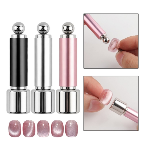 1pc Nail Cat Eye Magnetic Ball Cylindrical Magnet Double Head Nail Magnet Round Steel Ball Magnet Cat Eye Nail Art Tool