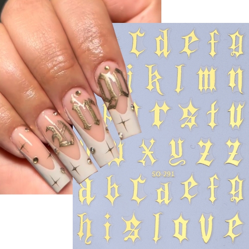 1pc Gothic English Letters Nail Sticker Roman Alphabet Gothic Retro Nail Decoration Stickers DIY Manicure Decal