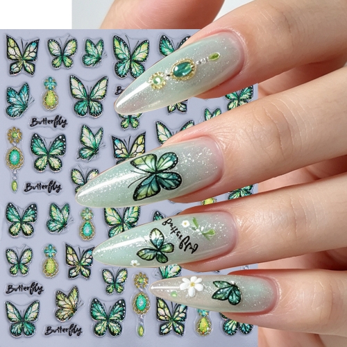 1pc Iridescent Butterfly Gradient Nail Stickers Laser-effect Cat Eye DIY Nail Decorations Nail Art Decorations Nail Decal