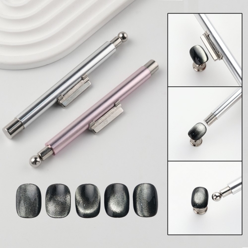 1pc Magnetic Stick Cat Eye Magnetic Ball Aluminum Handle Cylindrical UV Gel Magnet Tools Double End Nail Design Tools