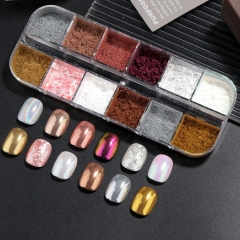 1box Chrome Nail Art Powder Aurora Chameleon Mermaid Glitter for Nails Laser Rainbow Nail Dust DIY Manicure Accessories