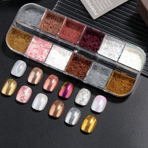 1box Chrome Nail Art Powder Aurora Chameleon Mermaid Glitter for Nails Laser Rainbow Nail Dust DIY Manicure Accessories