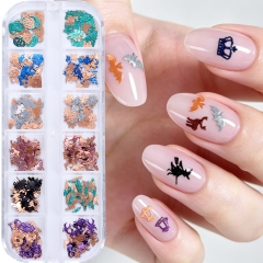 1box Halloween Mixed Nail Art Decoration Charms Pumpkin Spider Christmas Snowflakes DIY Holiday Manicure Accessories