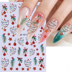 1pc Christmas 3D Nail Art Stickers Neon Lamp Bell Love Heart Bow Flower Self Adhesive Decals DIY Manicure Decoration Slider