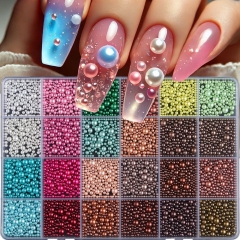 1box Nail Caviar Bead 3D Mixed Color Mini Round Pearl Micro Steel Ball Nail Charm Multi Sizes Beads for Xmas Nail Art Des