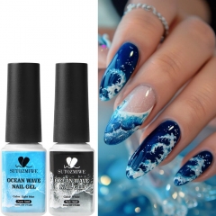 1bottle White Blue Bubble Ocean Wave Gel Nail Polish White Blooming Wave Nail Gel StrokeWatercolor Liquid Nail Gel Polish DIY