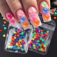 0.7cm 50pcs/bag or 100pcs/bag Mini Random Mixed Color Hearts Nail Rhinestones Heart Bubble Ball Y2K Flat Back Nail Charms DIY