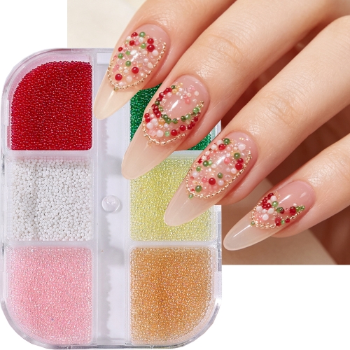 1box Mini Caviar Beads Nail Art Micro Beads Mixed Color 3D Round Beads DIY Manicure Decorations Accessories Nail Charms
