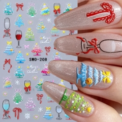 1pc Christmas Tree Stickers Cute Cartoon Santa Claus Snowflake Festival Tent Small Stickers Nail DIY Decoration Accessories
