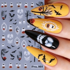 1pc Halloween Ghost Pumpkin Nail Art Decorations Gothic 3D Embossed Decals Autumn Holiday Sliders Nail Decal