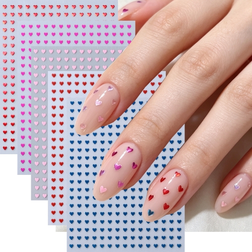 1pc Mini Red Heart Valentines Nail Stickers Irregular Love Stripe Gold/Silver Nail Decals Sliders Laser Shiny Manicure Accessories