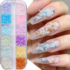 1box Irregular Crushed Stone Nail Charms Macaron Color Broken Slice Fragments Flakes 3D Nail Rhinestone DIY Manicure Decor