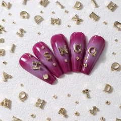 1box 3D Metal Alphabet Nail Charms Gold Silver Alloy Letter Nail Studs Mini A-Z English Letters Nail Art DIY Manicure Accessories
