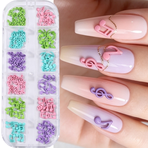 1box Candy Music Notes Nail Charms Kawaii Notes Rivet 3D Nail Ornaments DIY Manicure Accessories Decor