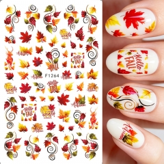 1pc Fall Maple Leaf Squirrel Owl Nail Stickers Watercolor Forest Animal DIY Manicure Decals Cartoon Hedgehog Nail Decal