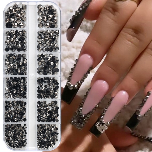 1box Black Flatback Rhinestones Nail Charms Nail Art Decoration Punk Style Gothic ABS Accessories Manicure Design