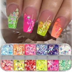 1box Neon Chameleon Hexagon Nail Glitter Sequins Mixed Irregular Holographic Flakes Nail Art Gel Polish Manicure Accessories