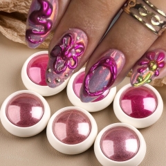 6colors/set Metallic Mirror Chrome Nail Powder Holographic Laser Nail Rubbing Glitter Pigment UV Gel Polish Mirror Powder
