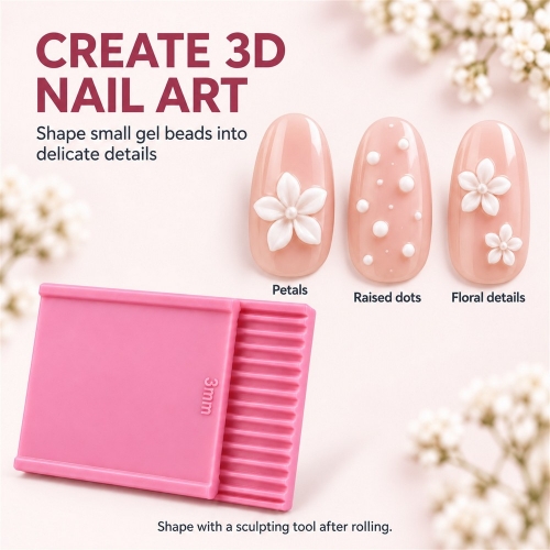 1pc 3mm Nail Art Ball Roller Tool Dual-Sided Bead Rubbing Strip for 3D Gel Carving Soft Ceramic Clay DIY Jewelry Earring Making Mold