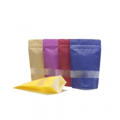 Colorful Stock Rice Paper Zipper Stand Up Pouch with Clear Window