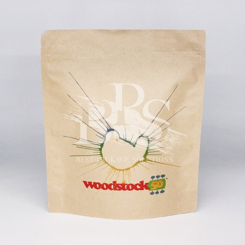 Woodstock Customized Reclosable Kraft Paper Standing Pouch With Natural Looks Perfect For Display