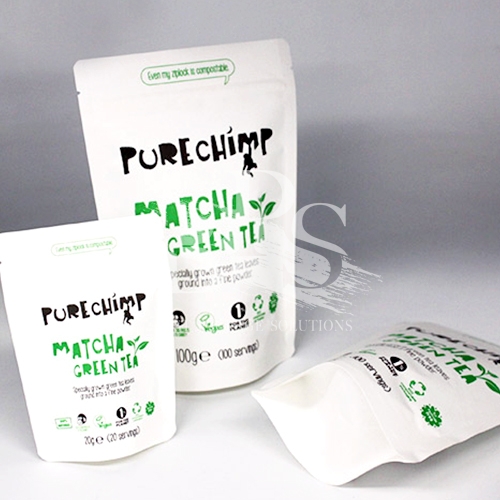 Plastic-Free Compostable Pouch Sustainable Packaging Perfect For Matcha Powder