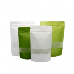 Túi đứnggiấy gạo thông thường có cửa sổ trong suốt để đóng gói thực phẩm khô / thức ăn nhẹ / kẹo