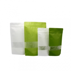 Túi đứnggiấy gạo thông thường có cửa sổ trong suốt để đóng gói thực phẩm khô / thức ăn nhẹ / kẹo