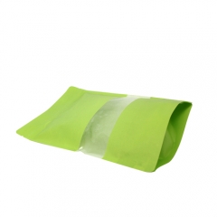 Green Resealable Rice Paper Stock Pouches Eco Friendly Direct Printing