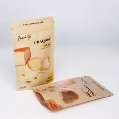 Resealable Kraft Ziplock Stand Up Bag , Paper Pouch with Irregular Shape Clear Window For Snacks Packaging