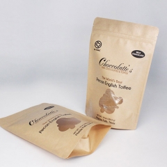 Customized Shaped Window Kraft Paper Pouch In Water Based Ink Flexo Printing