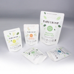 White Paper Plant Based Doypack Biodegradable Pouch , Water Base Printed Gum Packaging Bag