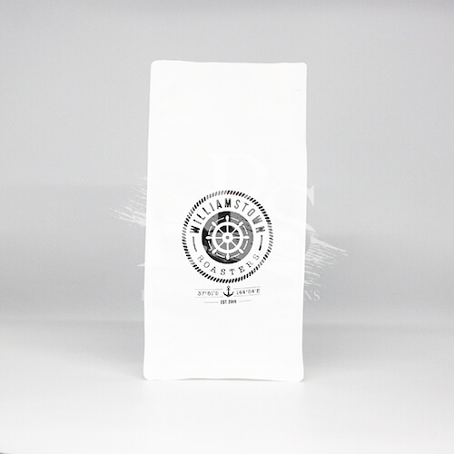 Recyclable Sand Touch Printed Flat Bottom Coffee Pouch with Zipper & Valve