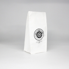 磨砂手感可回收印刷方底咖啡袋，带阀和拉链