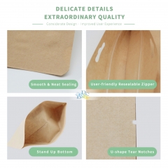 Premium Imported Kraft Paper Stand Up Resealable Pouch Doypack , All Sizes Stock Inventory