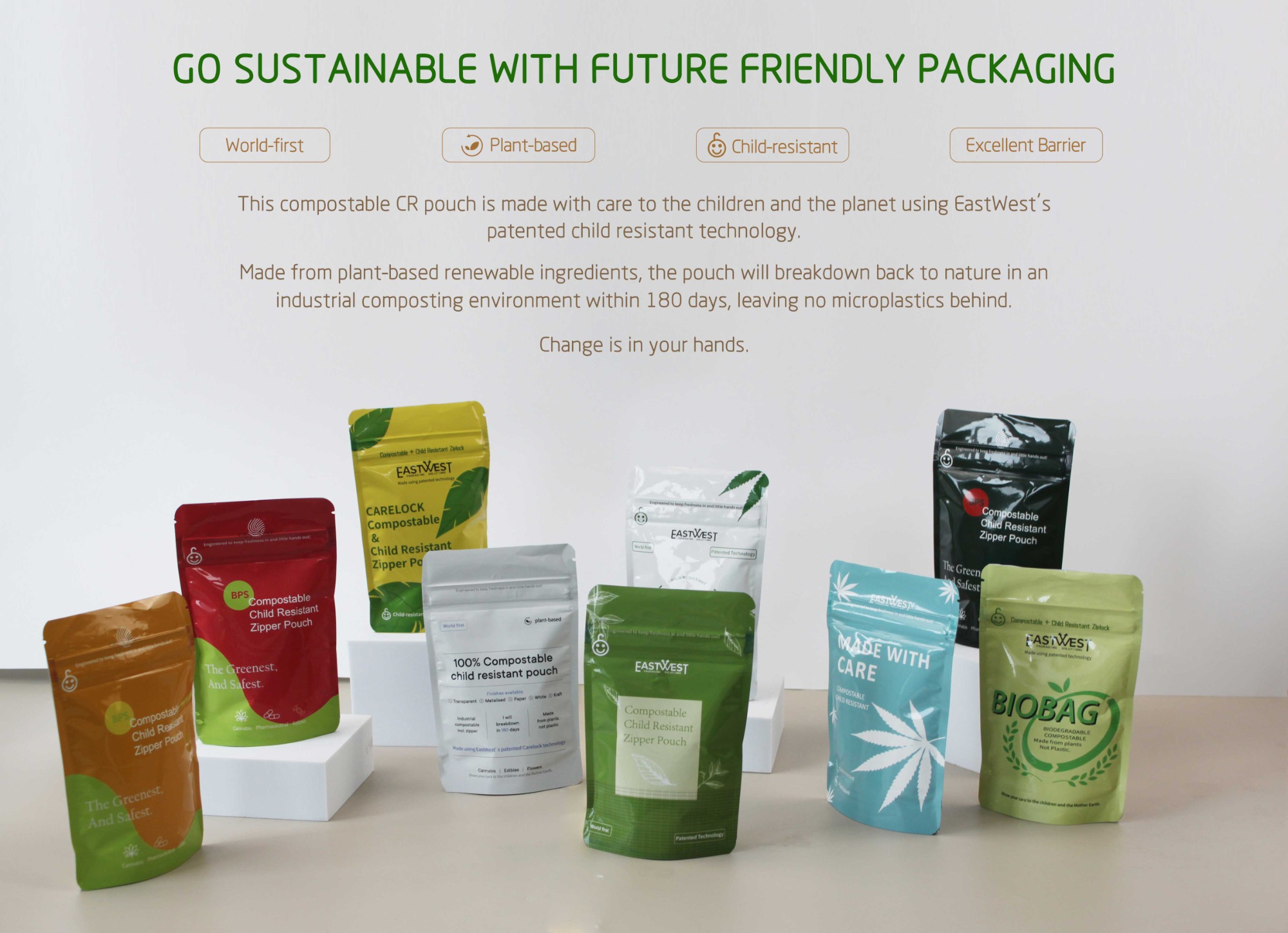 Change is in Your Hands - Go Sustainable with Compostable CR Pouches