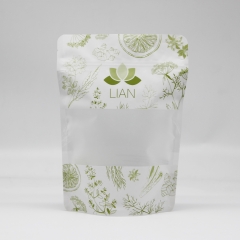 Branded Recyclable Stand Up Pouch with Clear Window for Herbal Tea Packaging