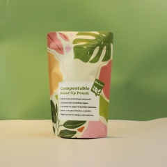 Natural Looking Compostable Stand Up Pouch , High Barrier Plant-based Biofilm